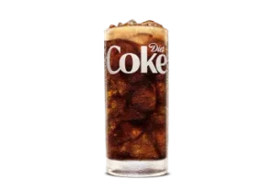 Medium Diet Coke served chilled in a Burger King cup filled with ice for a refreshing, low-calorie soft drink option