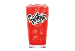 Medium Fruitopia served chilled in a Burger King cup filled with ice for a refreshing, fruity beverage option