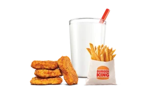 4pc Nuggets King Jr. Meal with crispy chicken nuggets, served with fries, dipping sauce, and a small drink