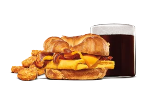 A Bacon, Egg & Cheese Croissan'wich with bacon.