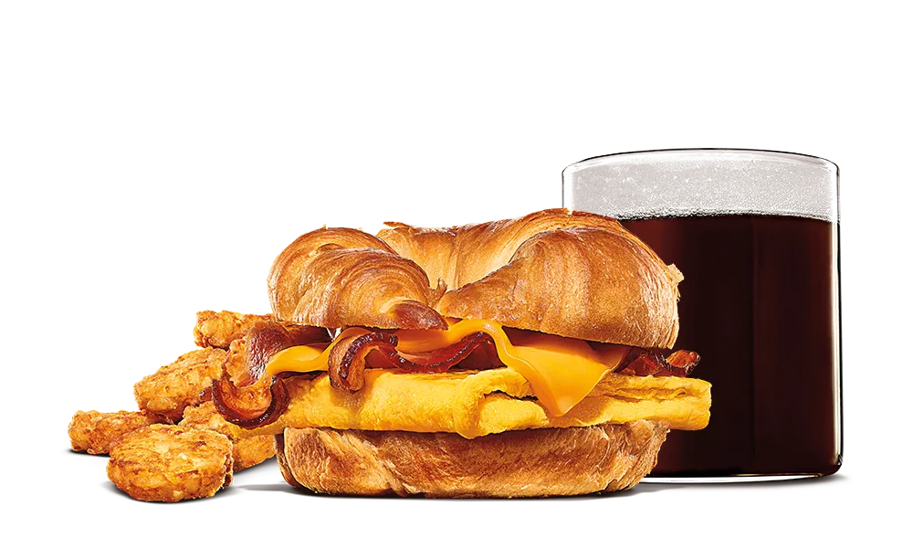 A Bacon, Egg & Cheese Croissan'wich with bacon.