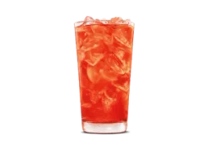 Chilled Blood Orange Lemonade with ice and a slice of blood orange in a clear cup